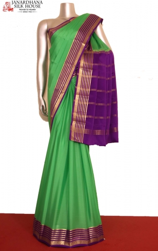 Contrast Classic Pure Mysore Crepe Silk Saree
